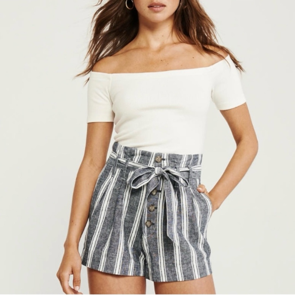 Abercrombie and Fitch Striped Paperbag Shorts